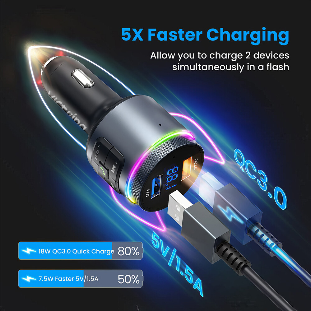 Wireless Car Bluetooth FM Transmitter MP3 Audio USB Charger Adapter Handsfree