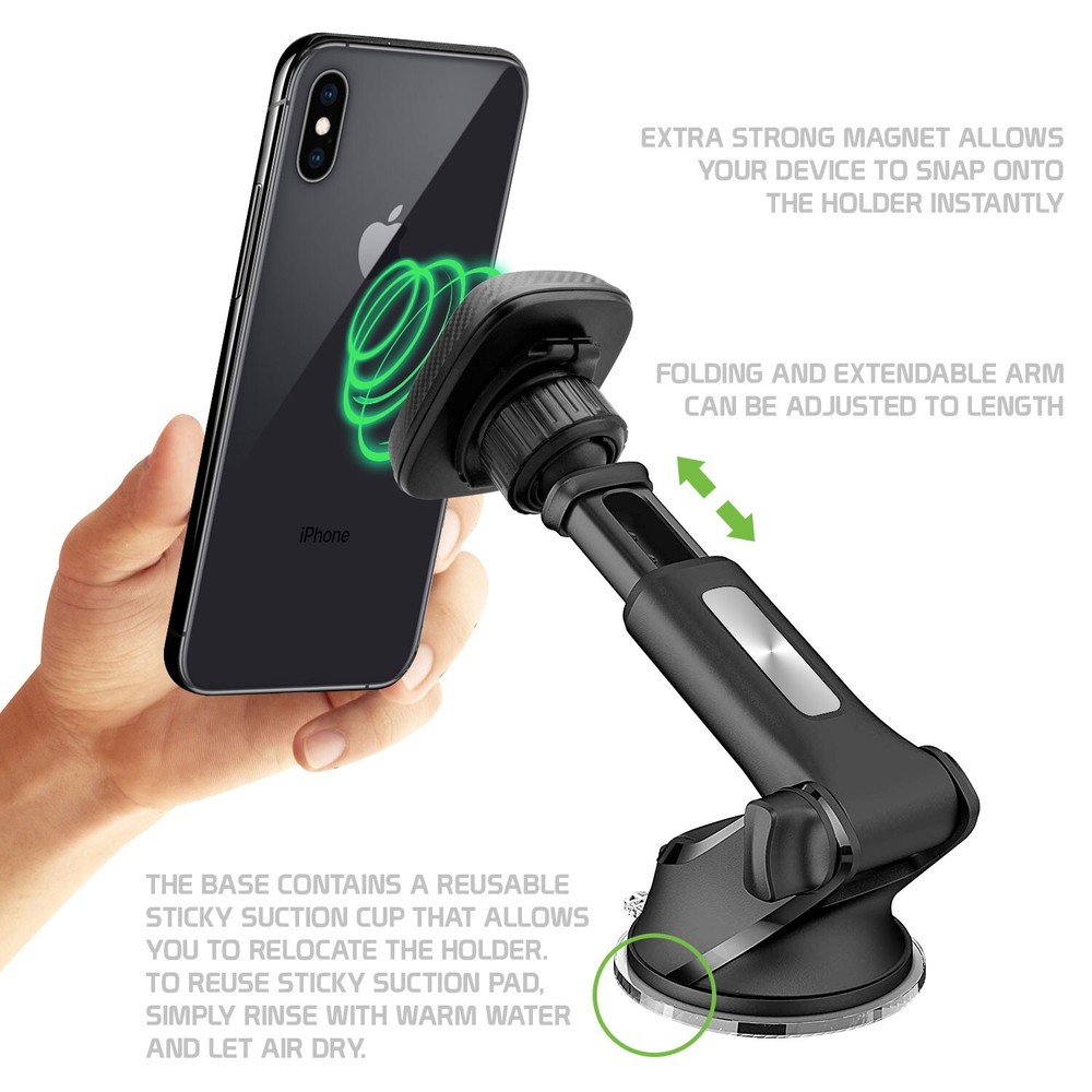 Magnetic Car Dashboard/Windshield Phone Mount - iPhone 13 Pro Max Mini 12 11 SE