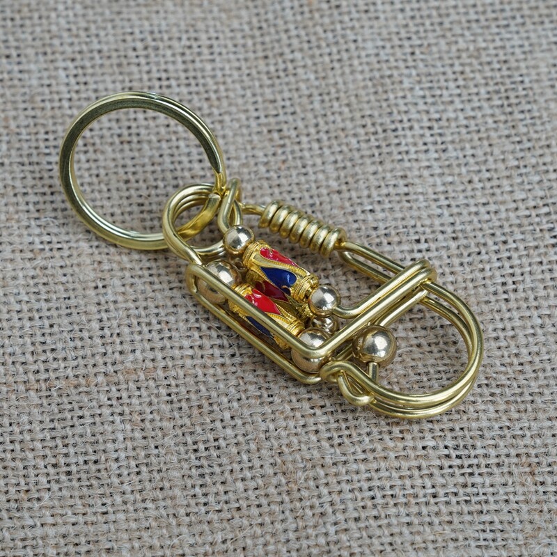EDC 1 PC Brass Creative Keychain w/ Keyring , Hanging Car Keychain Tool