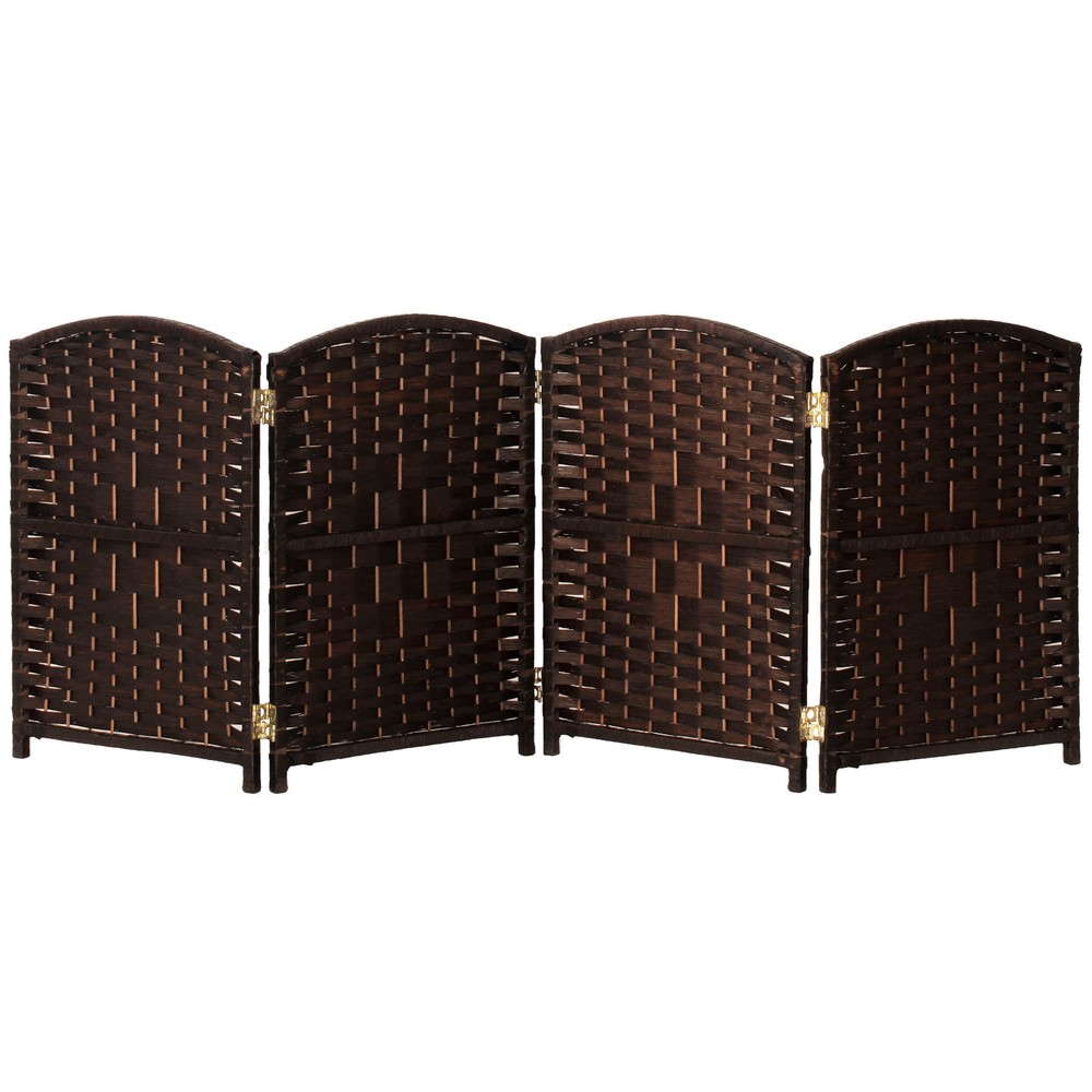 2 ft. Short Diamond Weave Fiber Folding Screen - Dark Mocha - 4 Panel