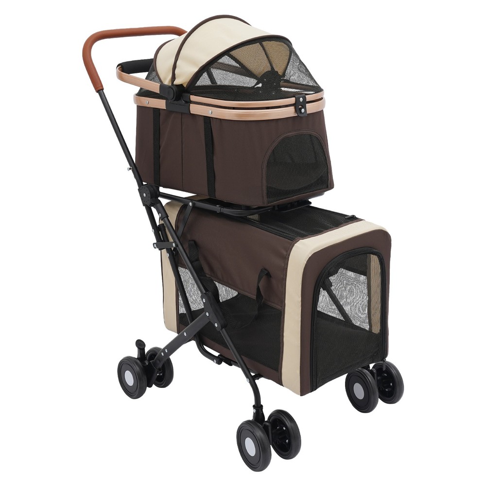 Foldable Pet Stroller w/wheel Adjustable Dog & Cat Stroller For Small&medium Dog