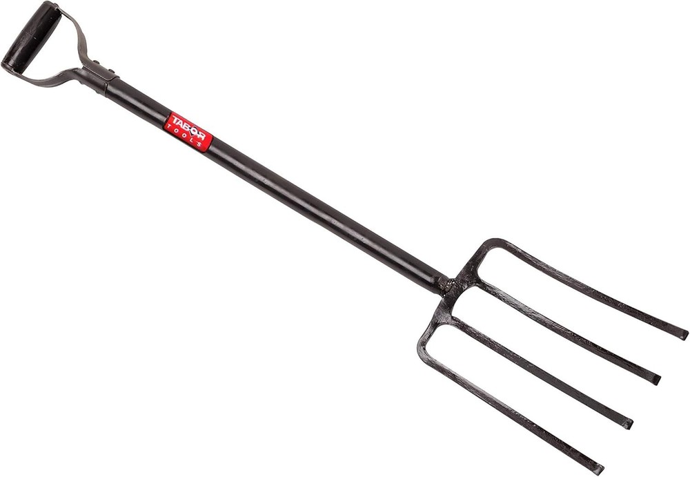 Super Heavy Duty Steel Digging Fork, 4 Tine Spading Fork, 40"