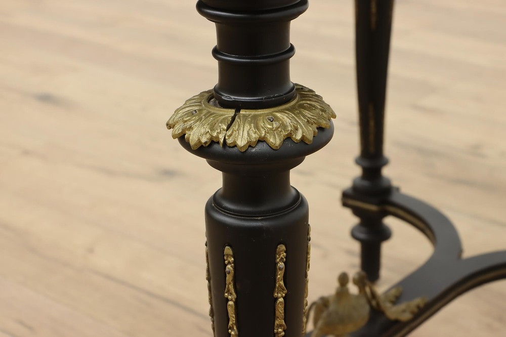 French Antique Ebonized & Porcelain Office or Library Desk #55596
