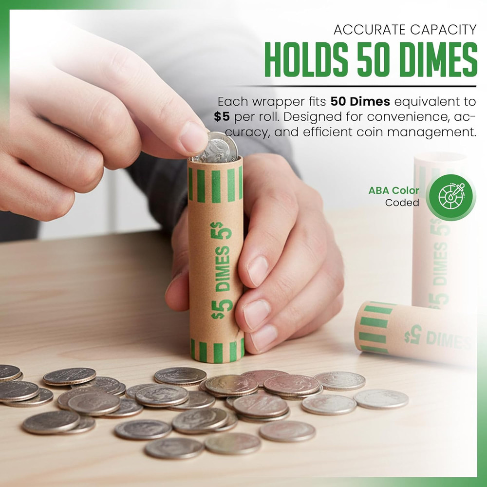 118 Pcs Preformed Dimes Coin Wrappers Rolls