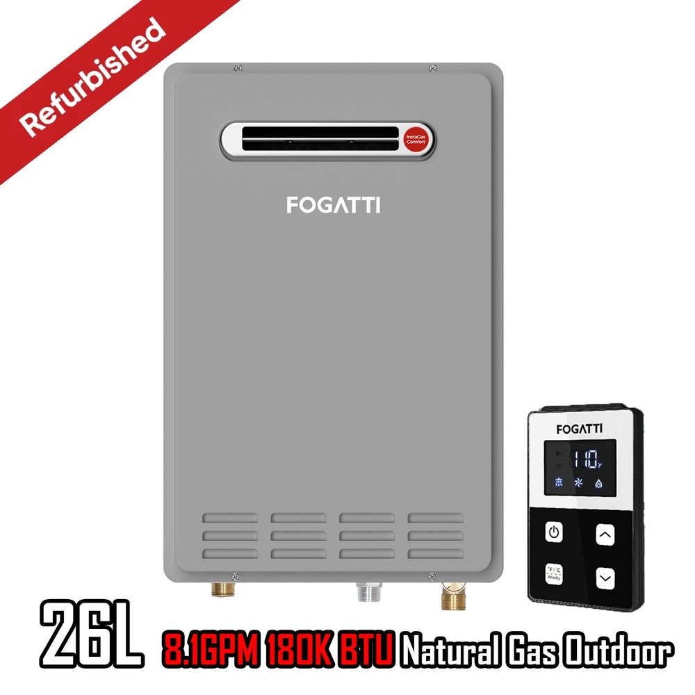 【90% NEW】Tankless Water Heater Outdoor, Natural Gas 26L 8.1GPM 180K BTU, Instant