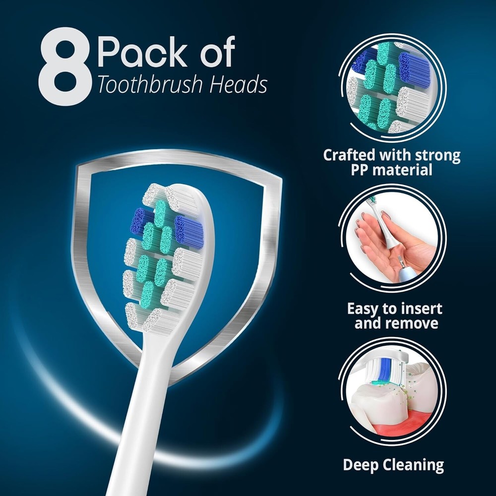 ‏Philips Sonicare Toothbrush Replacement Heads - 8 Pack