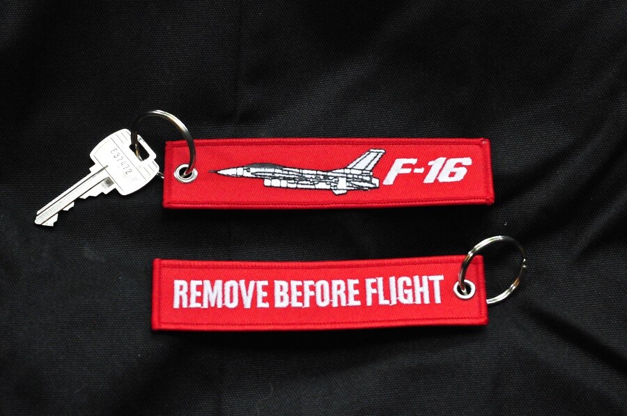 F-16 Fighting Falcon keychain keyring bagage label