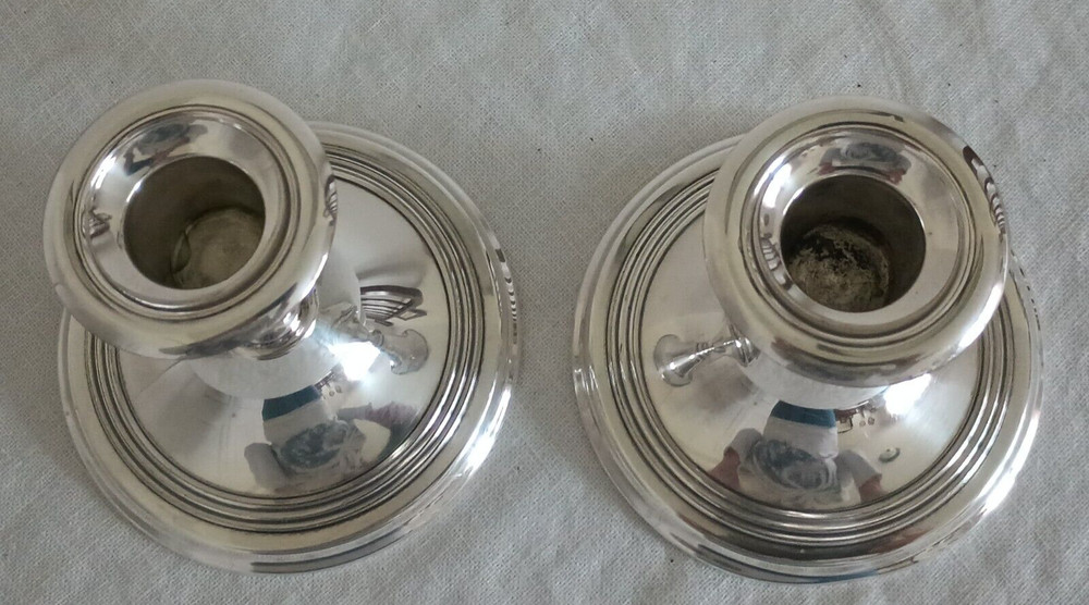 VTG WINDSOR CANDLESTICKS ~ SILVERPLATE, WILLIAM ROGERS, 3 3/4" Tall