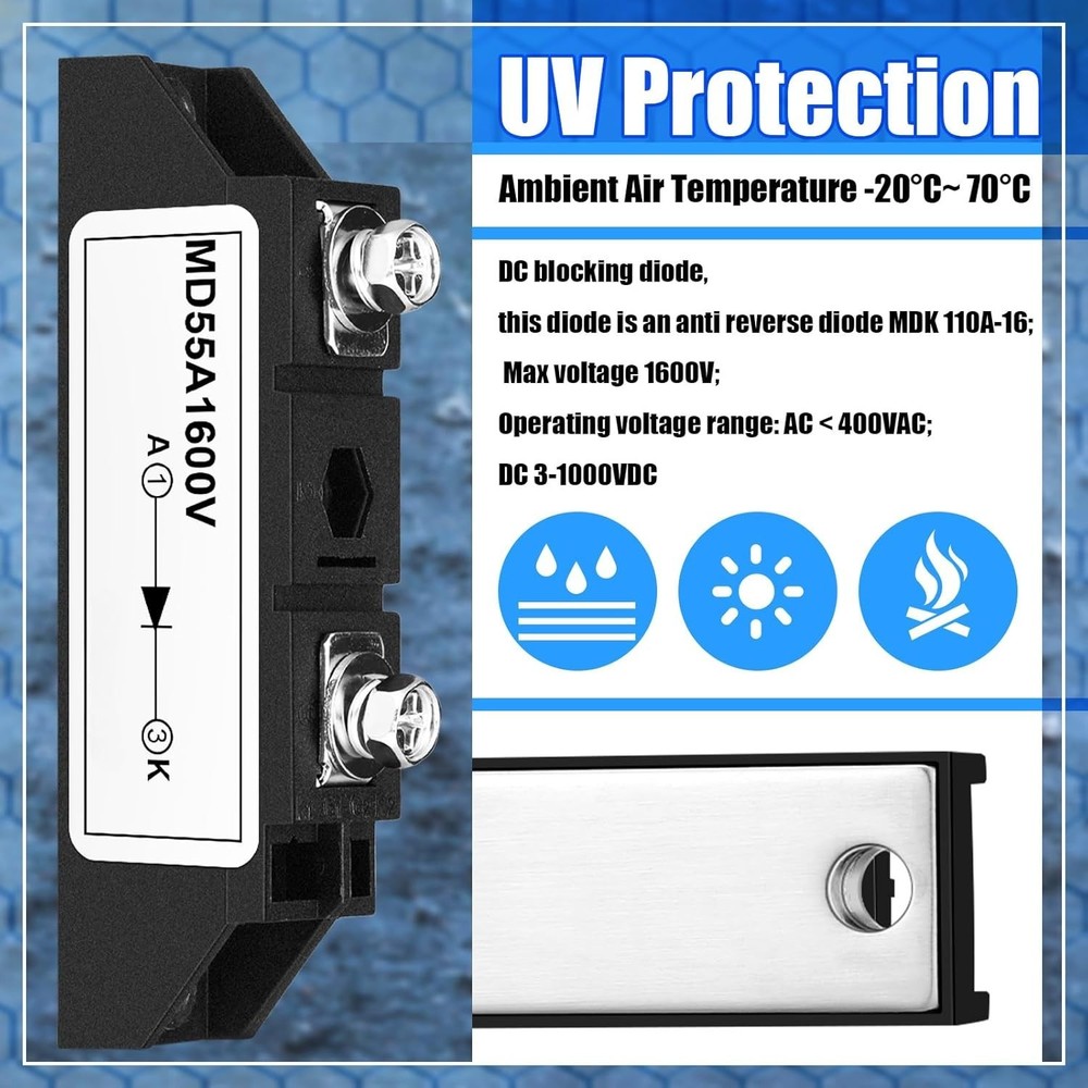 50A Solar Diode, DC Blocking Anti-Reverse Unidirectional, 1600V Peak Voltage (2