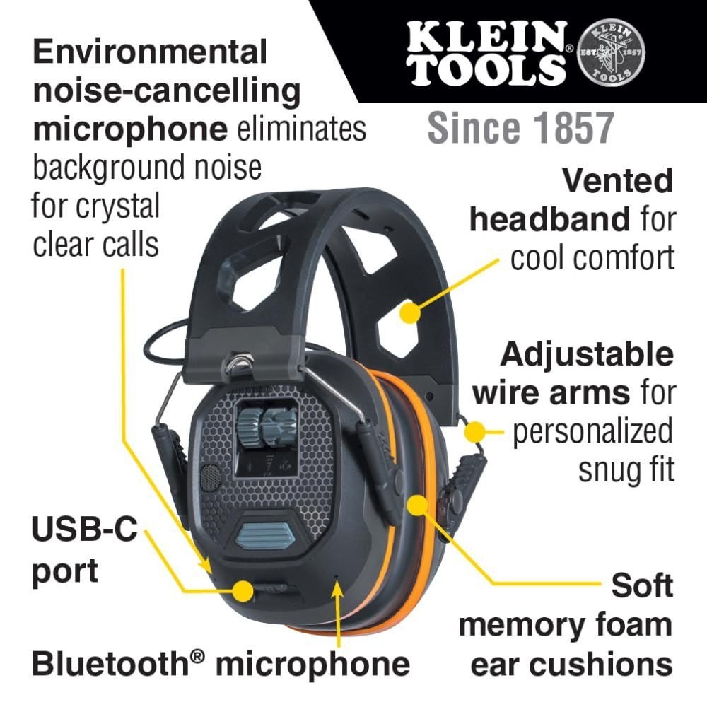 Klein Tools AESEM1S Smart Sense Bluetooth Hearing Protection Safety Earmuff