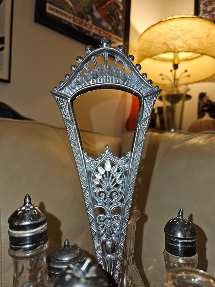 Antique Victorian Silverplate Condiment Cruet Server