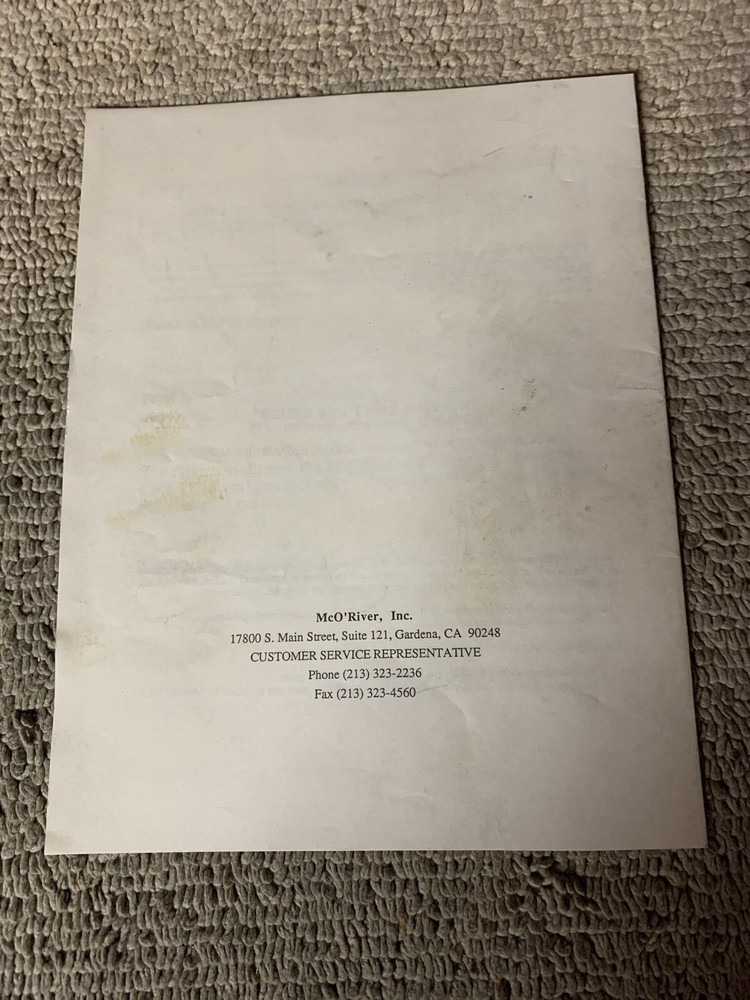 original Karate Blazers Mco’river Arcade Video Game manual
