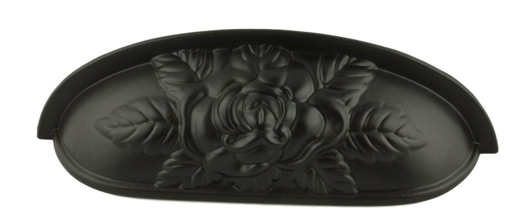 3-3/4" Old Rose Pattern Cup Pull Oil Rubbed Bronze