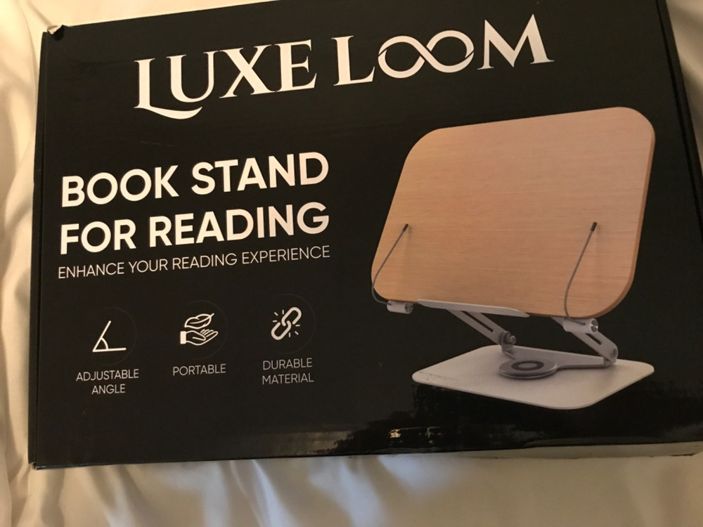 Luxe Loom book stand for reading adjustable book holders rotating base foldable