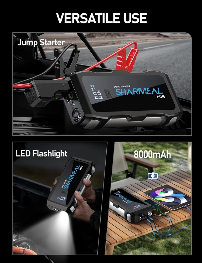 Jump Starter 5000A, 12V Car Battery with USB Quick Grey-5000A