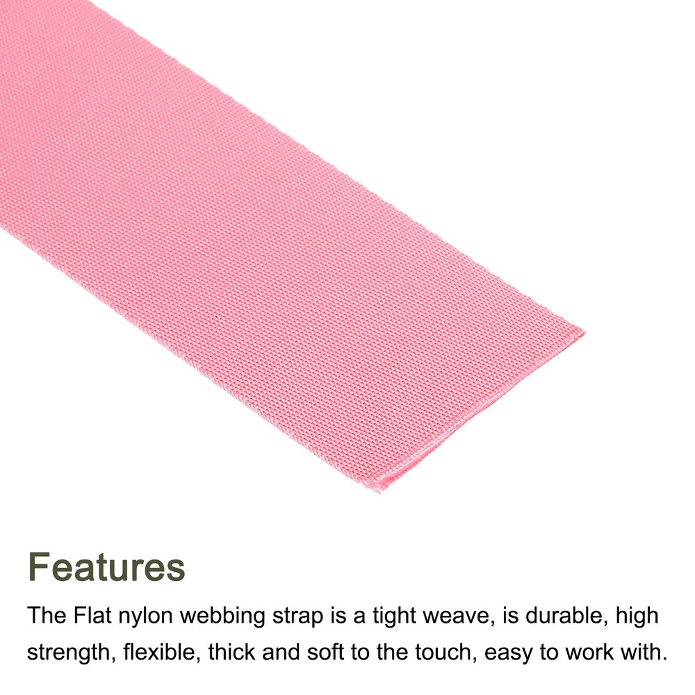 Flat Nylon Webbing Strap 2 Inch 10 Yards Cherry Pink for Backpack