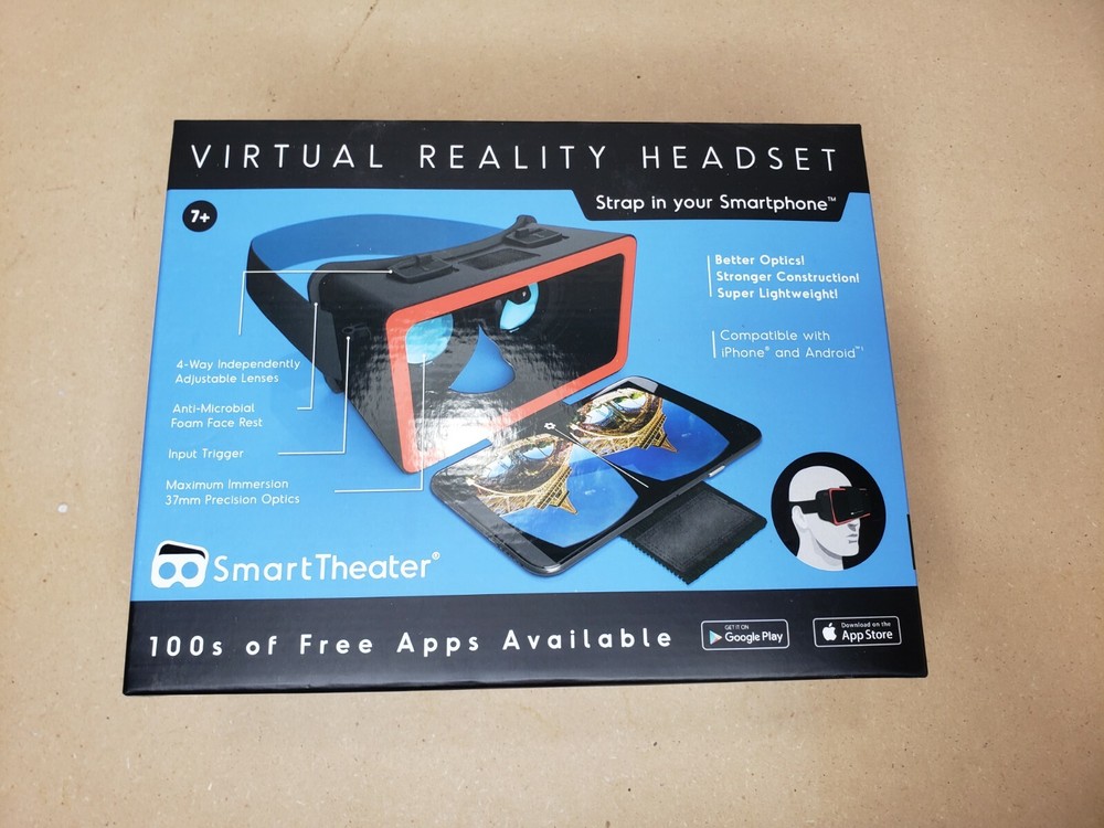 Smart Theater Virtual Reality Headset Black Strap iPhone Android Smartphone New