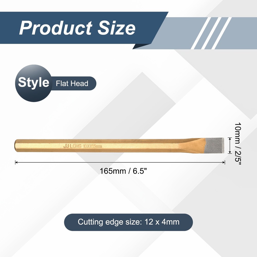 2pcs 2/5" Heavy Duty Cold Chisel 6.5" Alloy Steel Octagonal Flat Cold Chisel