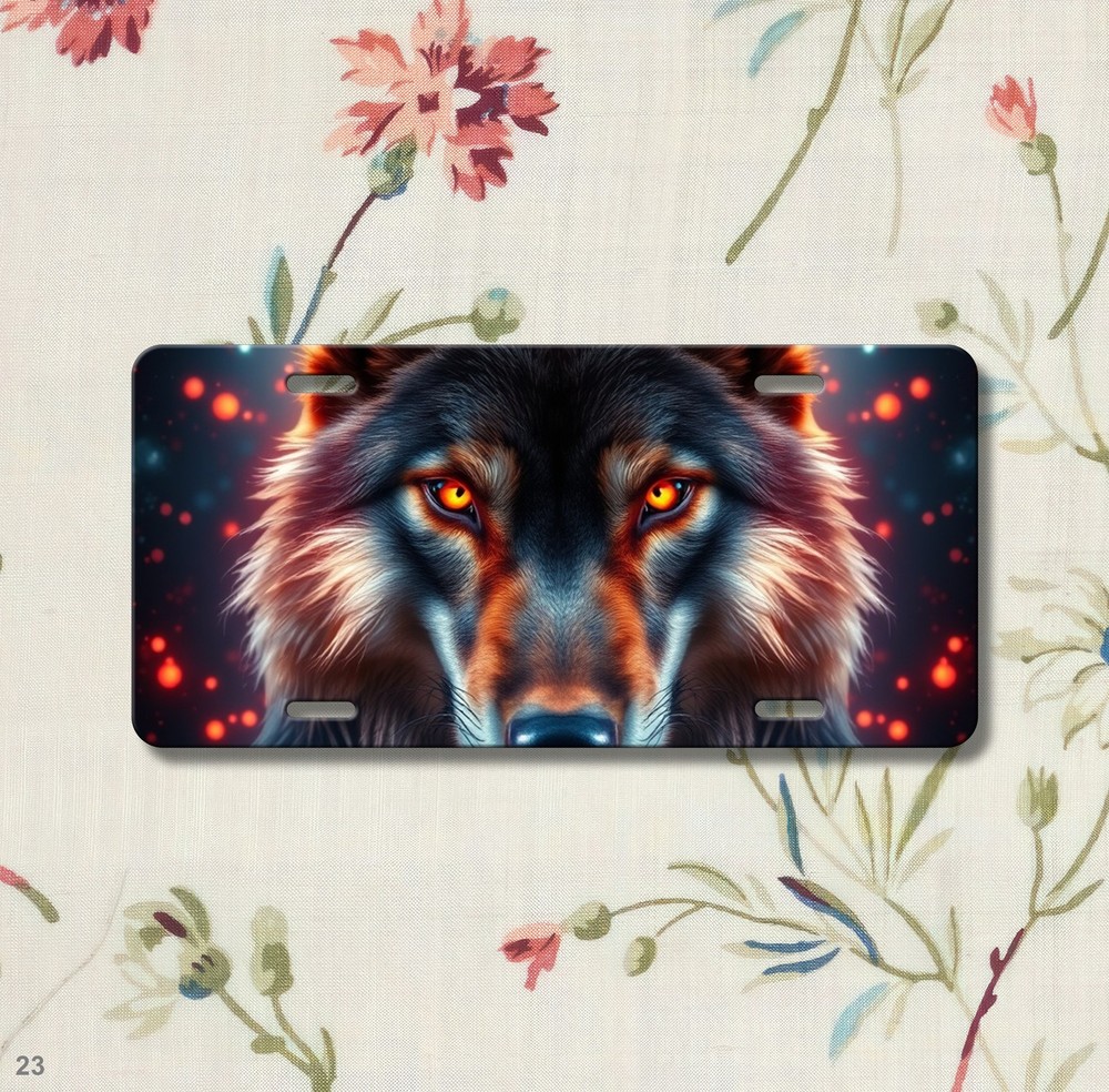 Hyperrealistic Wolf License Plate Name Plate Auto Tag Unique Gift