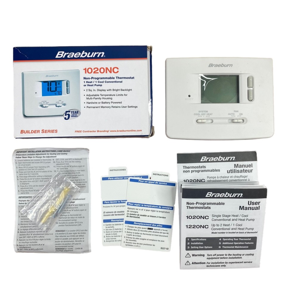 Braeburn 1220NC Digital Non-Programmable Thermostat - White