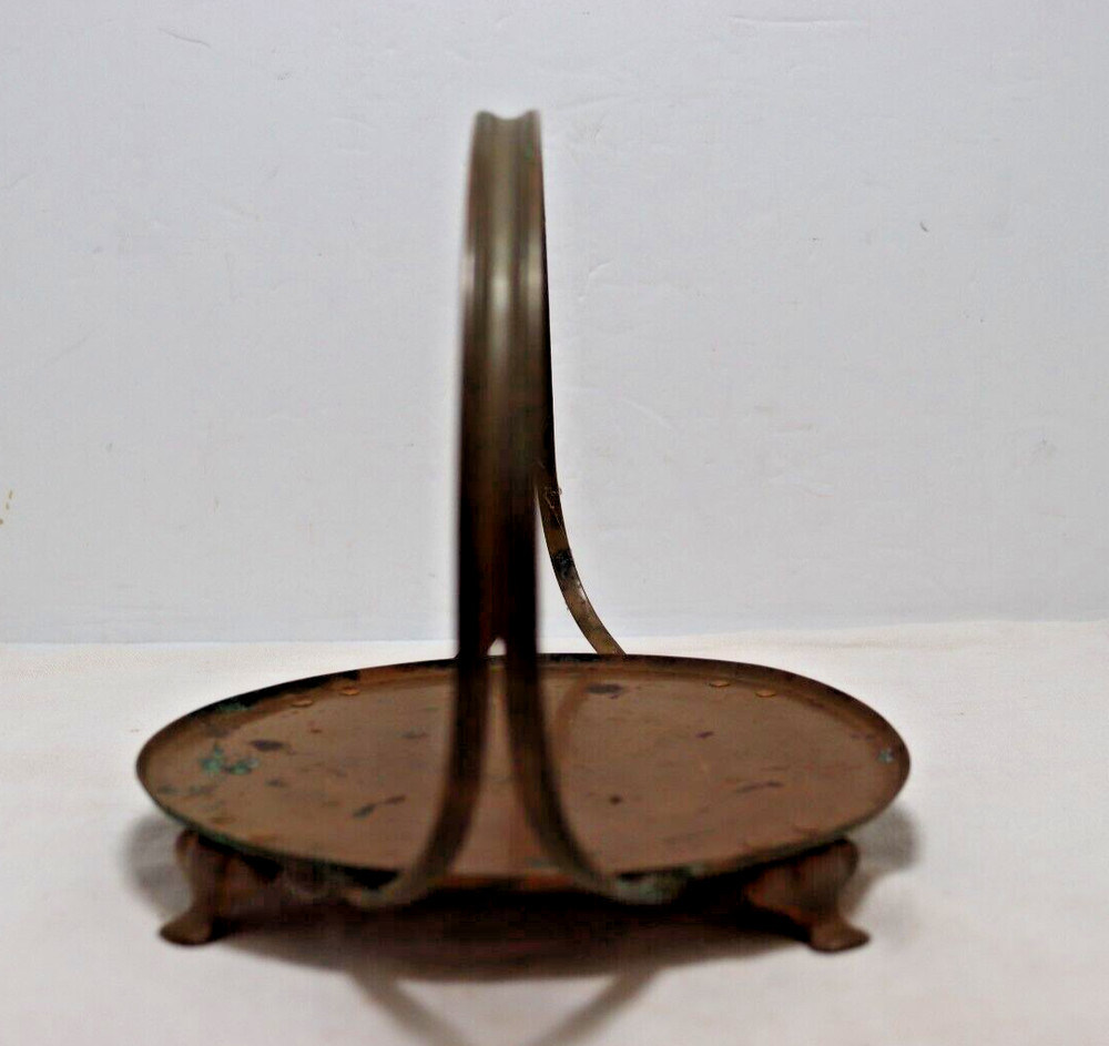 Antique Copper Casserole Carrier Solid Copper Base 7" Diameter Handle 7" High