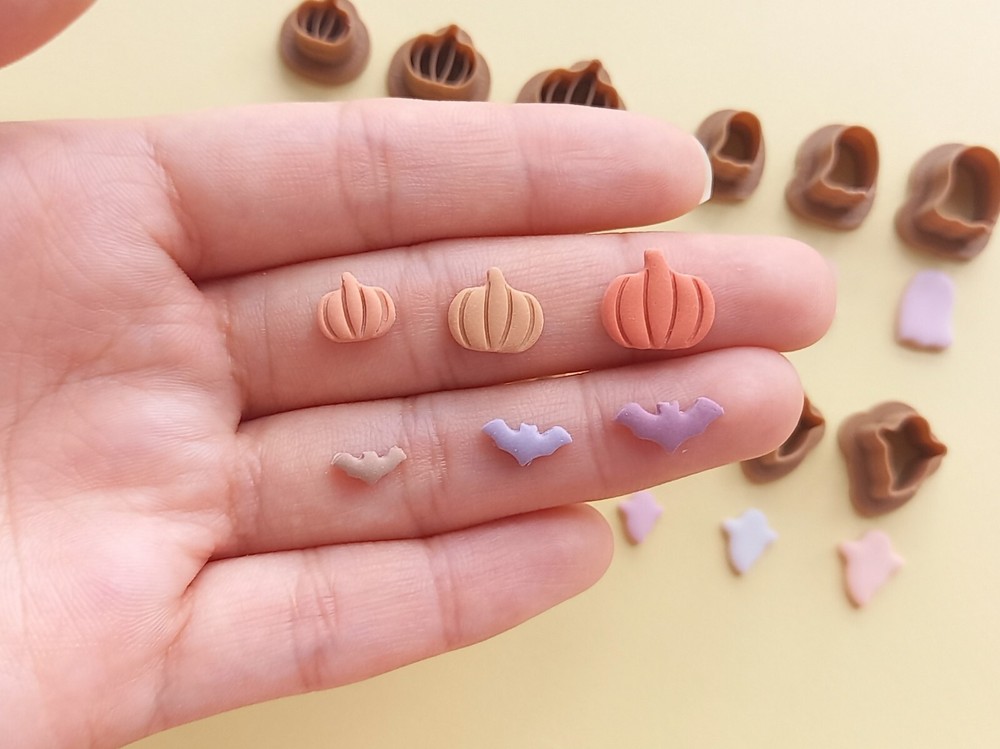 Halloween Theme Micro Pumpkin Bat Ghost Polymer Clay Cutter Set | Maxi Mini