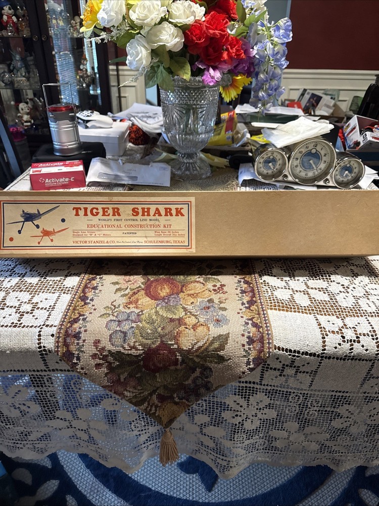 Victor Stanzel Tiger Shark Control Line Model Airplane Kit.