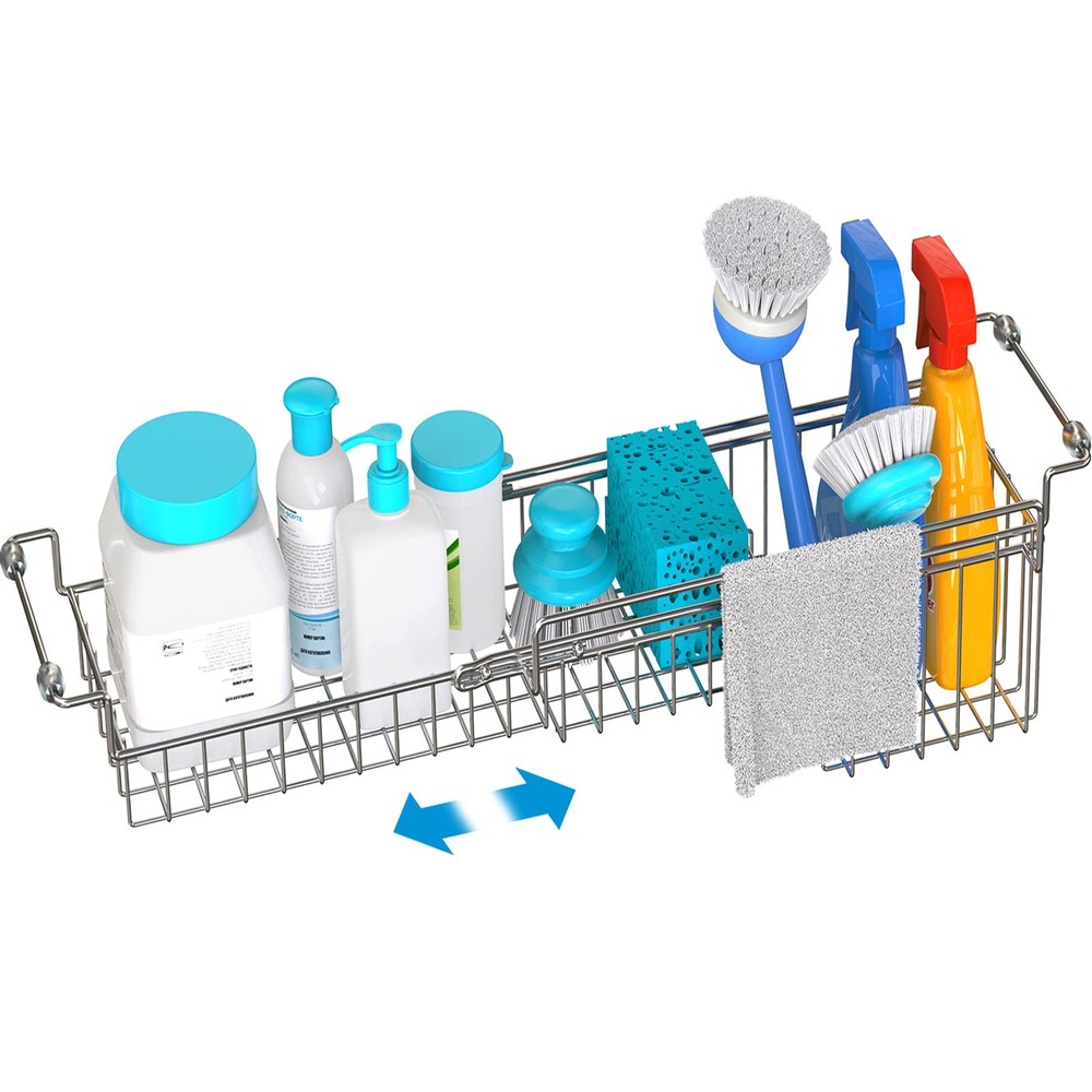 FavoThings Over The Kitchen Sink Caddy Sponge Holder Organizer Drying Rack Ex...