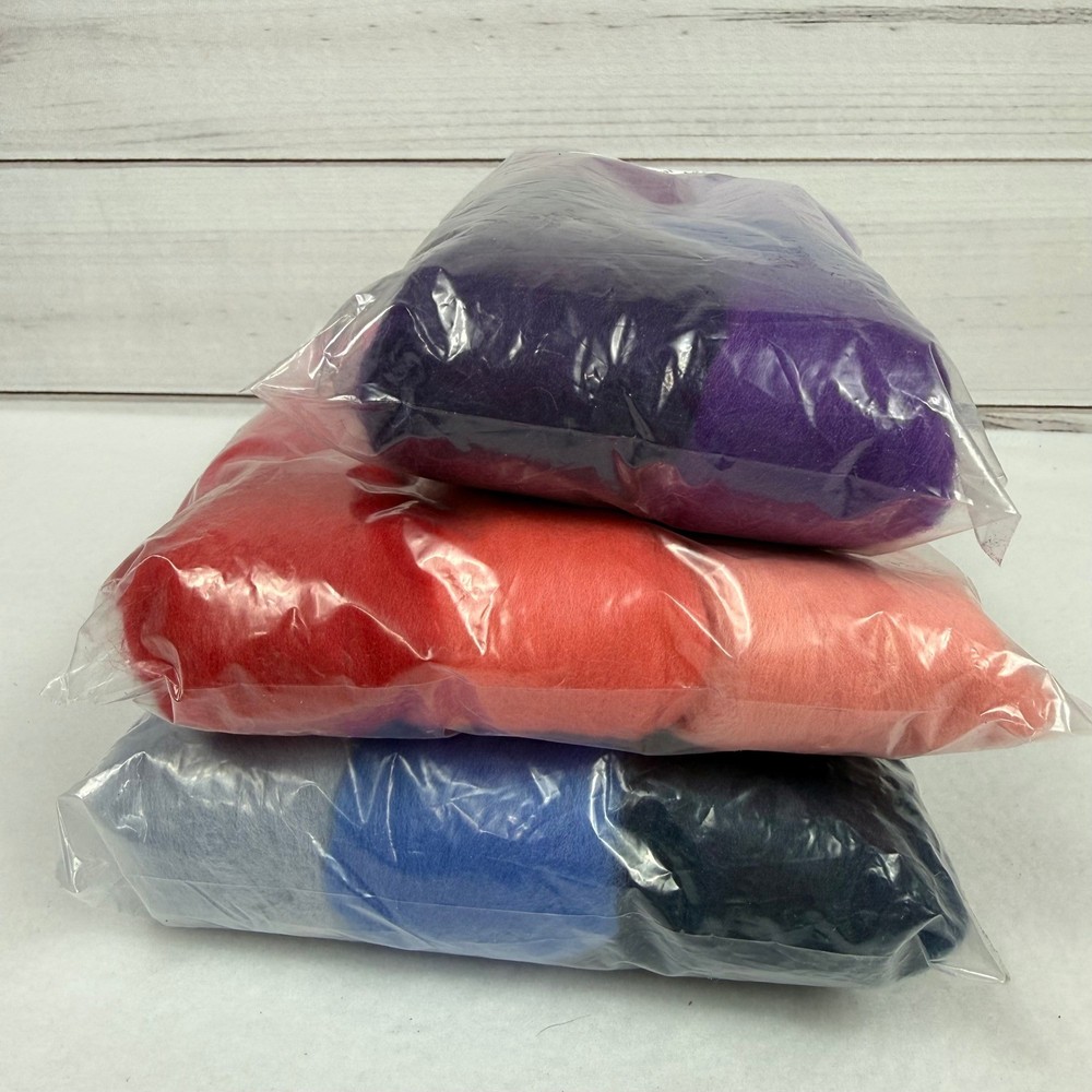 Merino Wool Fiber Sampler Packs Assorted Colors