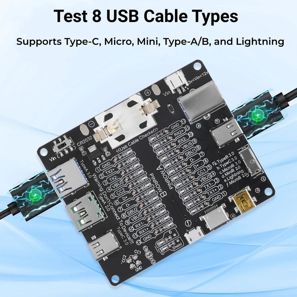 6 in 1 USB Cable Tester Board Charging & Data Cable OTG Checker for Type C Micro