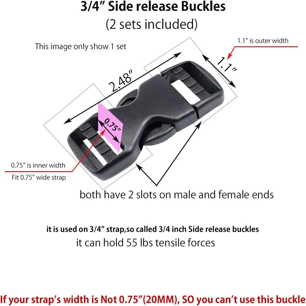 Side Release Buckles Heavy Duty Plastic Buckle Snap Clips Clasps Backpack Buc...