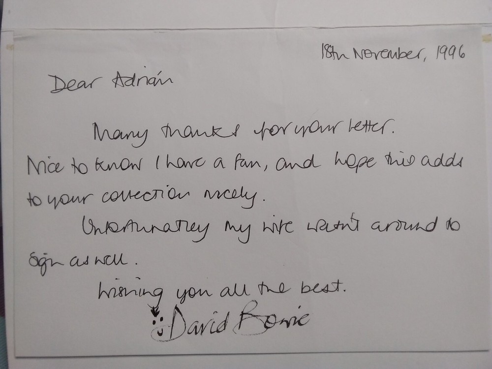 DAVID BOWIE * Handwritten Card * Original Autograph *