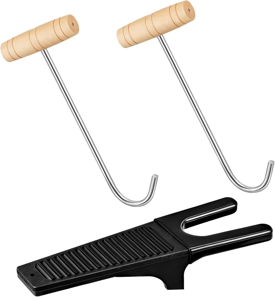 3 Pieces Cowboy Boot Hooks Long Shoes Pull and Boot Puller Set with Long Handle