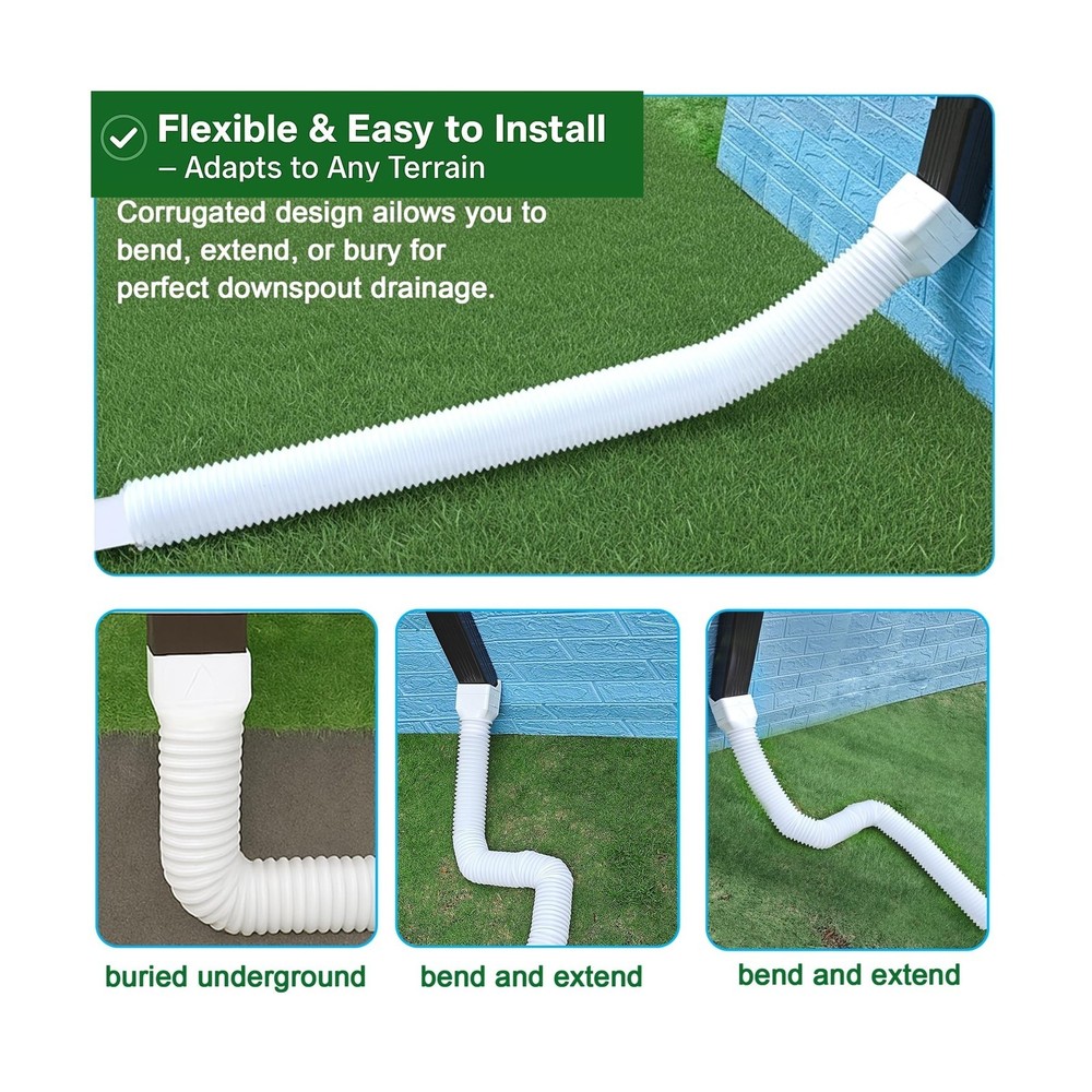 1 Pack White-Rain Gutter Downspout Extensions, Gutter Extender for Rainwater ...
