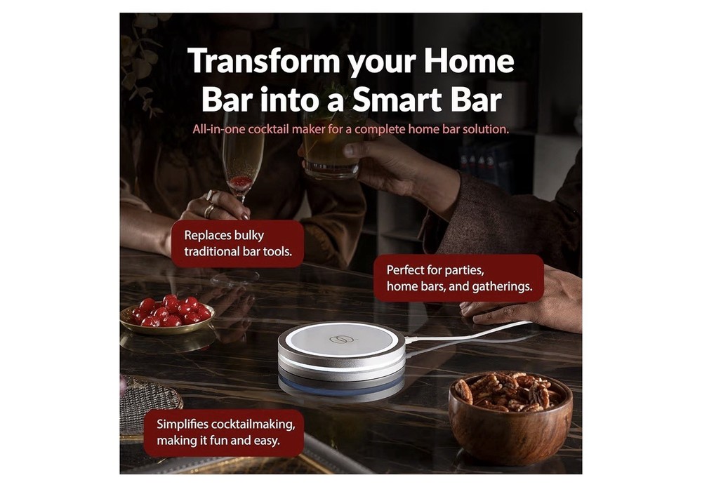 Smart Coaster 2.0 (Black) – Portable Cocktail Maker & Matte Black