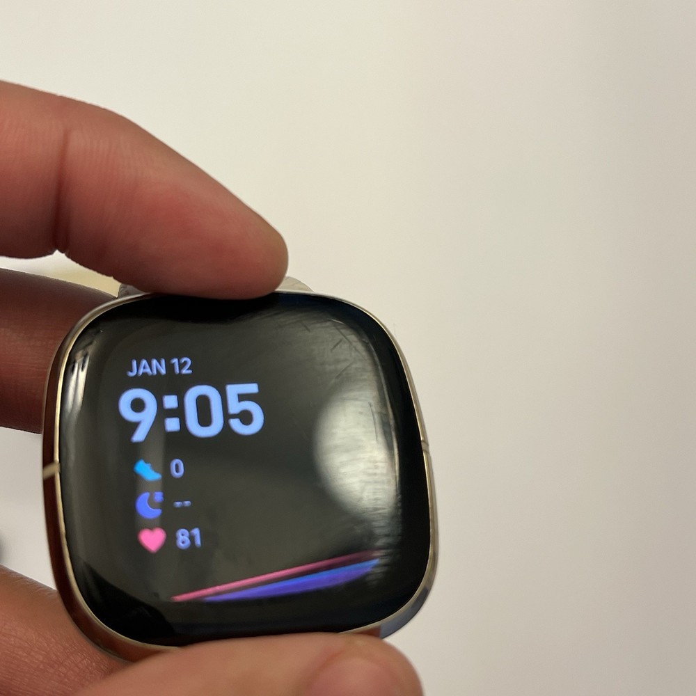 Fitbit Sense Advanced, Gold Case, New Band, Tested, Charger