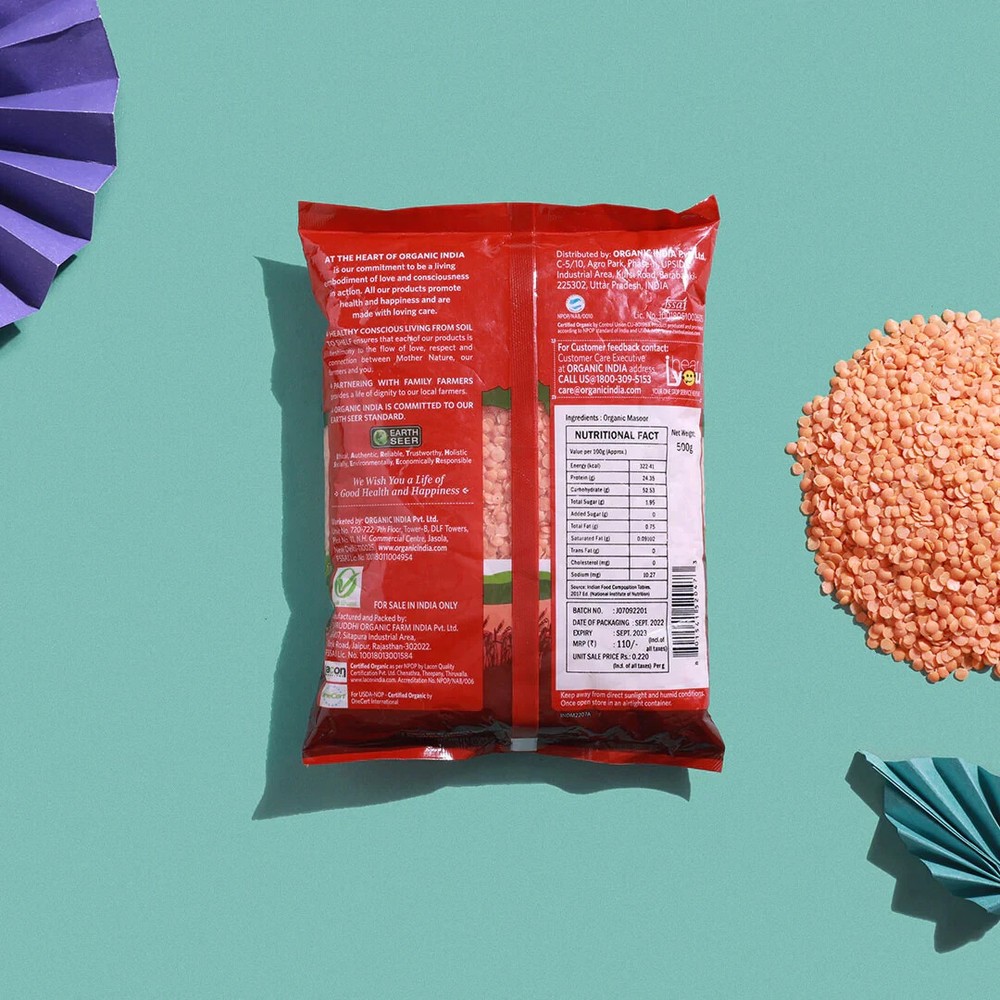 Masoor Dal Split (Dhuli) 500g 10-Piece set