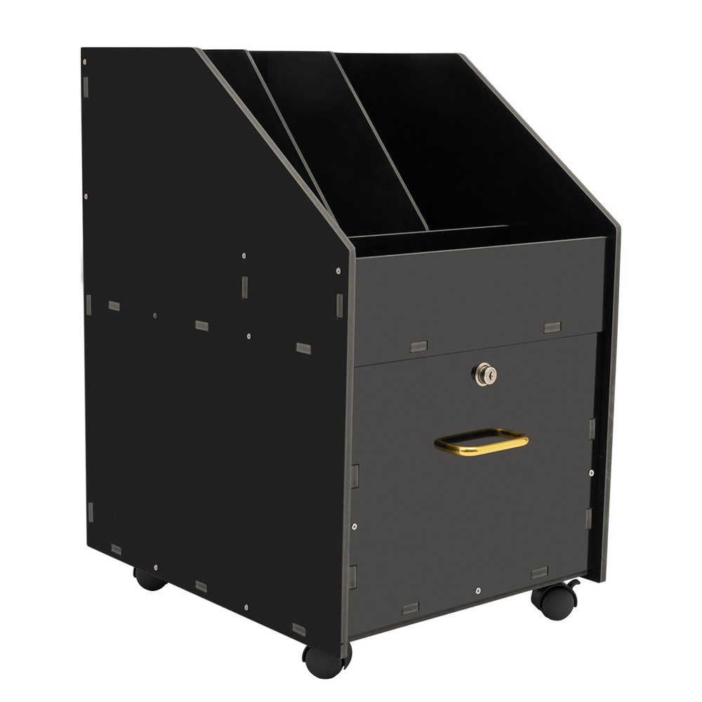 Mobile File Organizer w/Lock Under Desk Rolling File Cabinets Wood File Holder