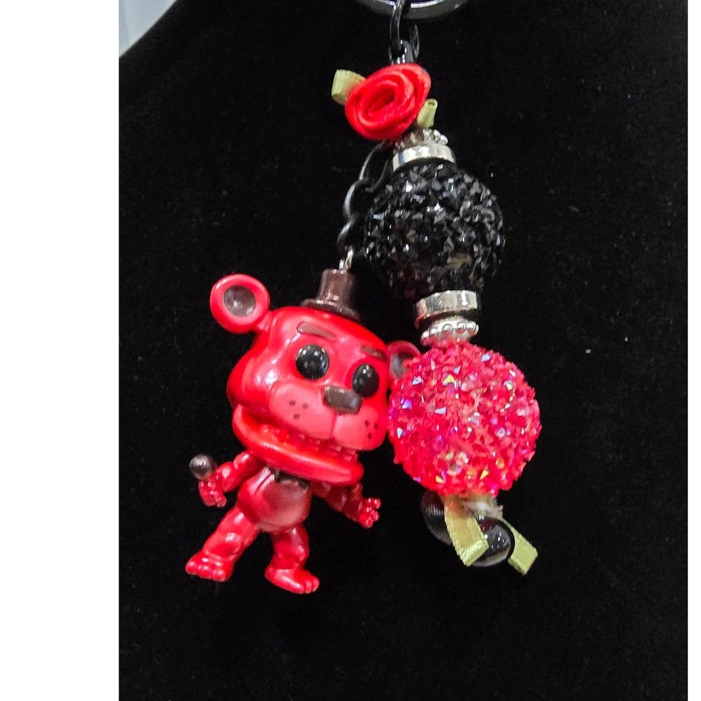 Handmade Reworked Mini Vinyl Figure Beaded Keychain