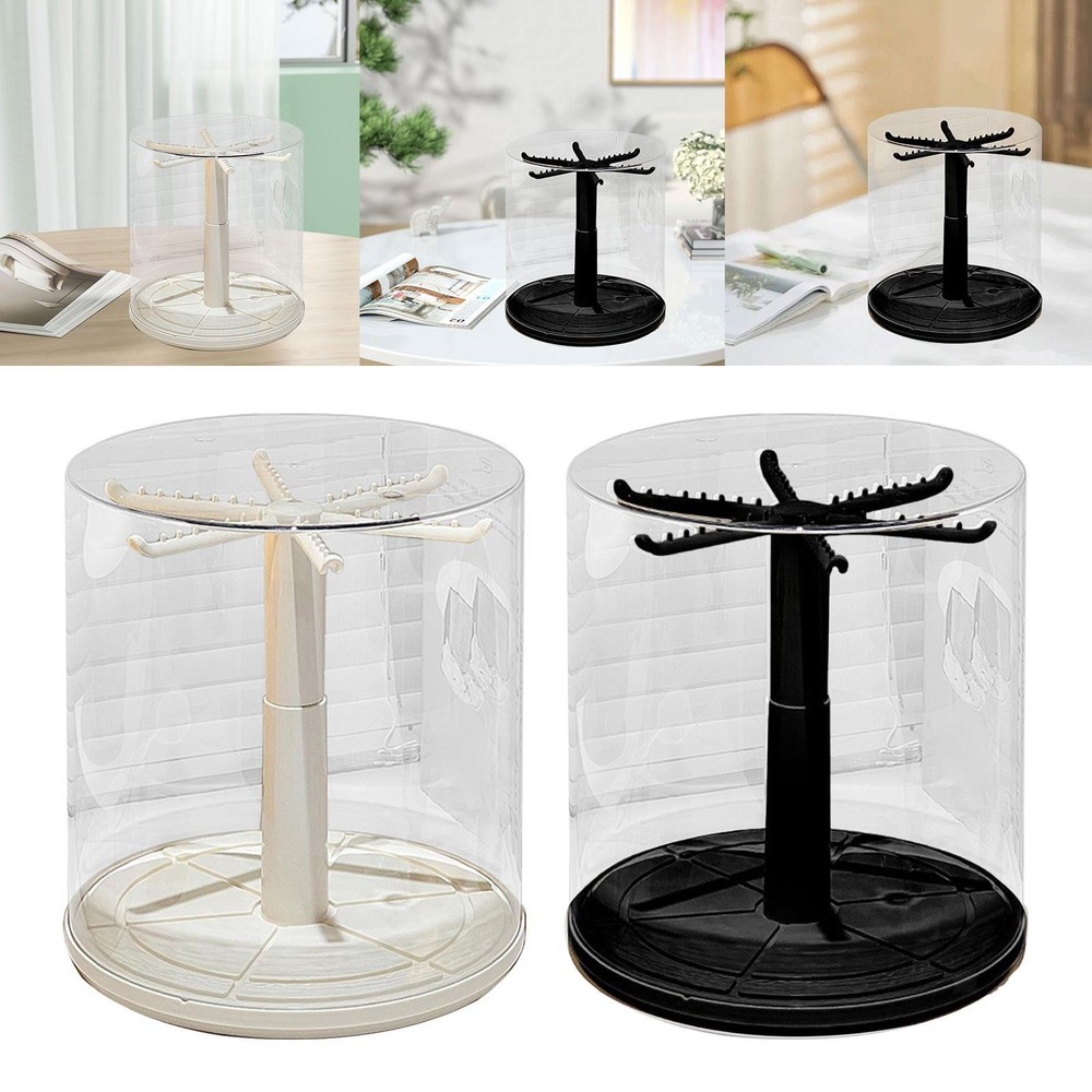 Rotating Clear Display Case for Doll Keychains Holder Shelf Stackable Decor
