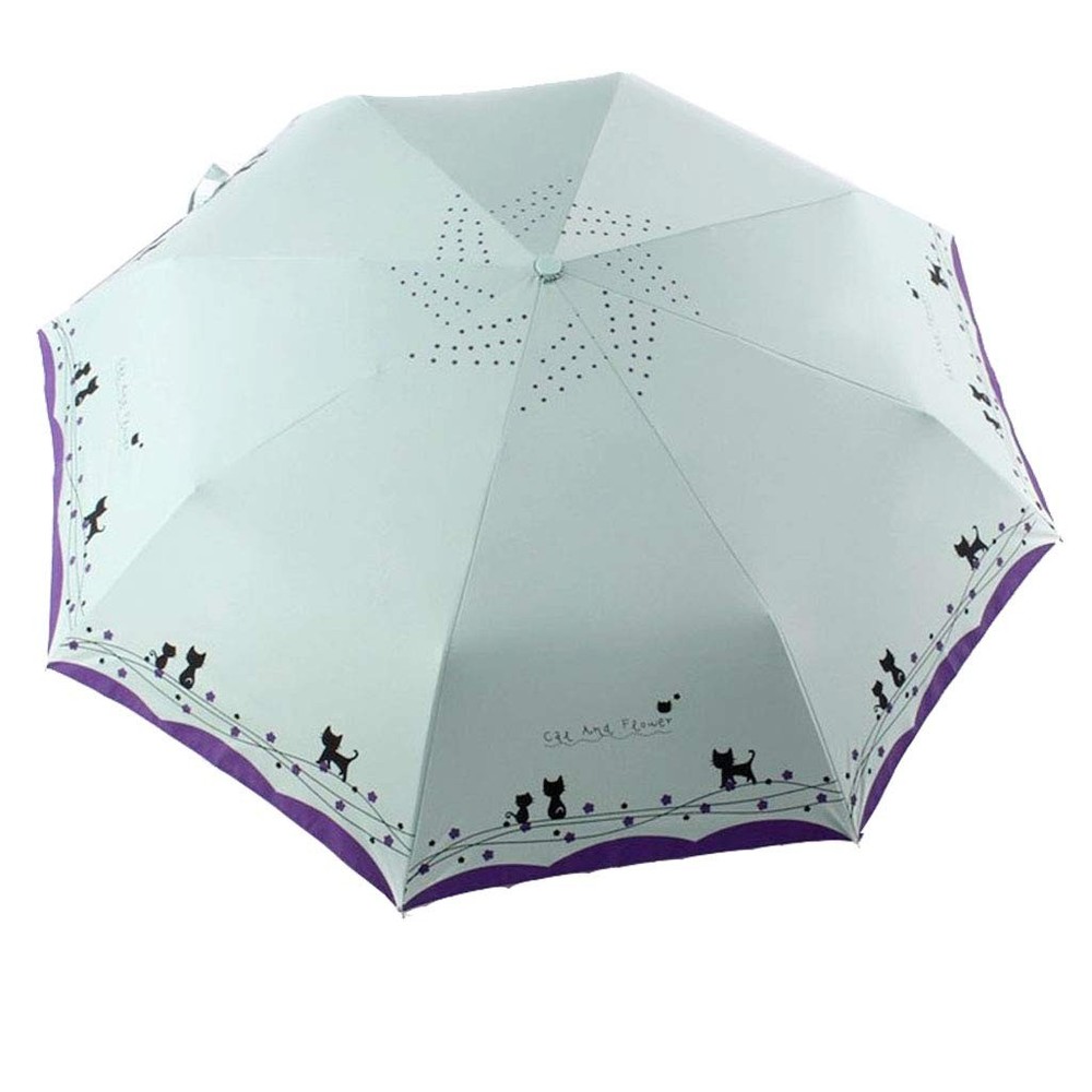 Windproof Compact Travel Folding Cute Cat Umbrella,Auto Open Close Rain&Sun Ligh