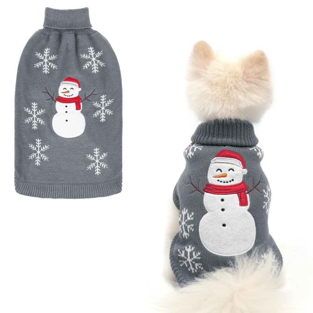 BINGPET Dog Sweater,Turtleneck Thick Pullover Small Small, Grey