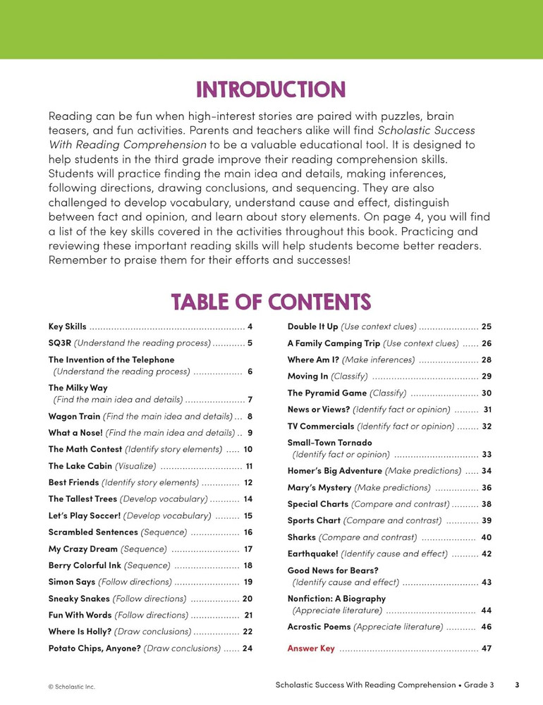 Scholastic Success with Reading Comprehension Grade 3 Workbook