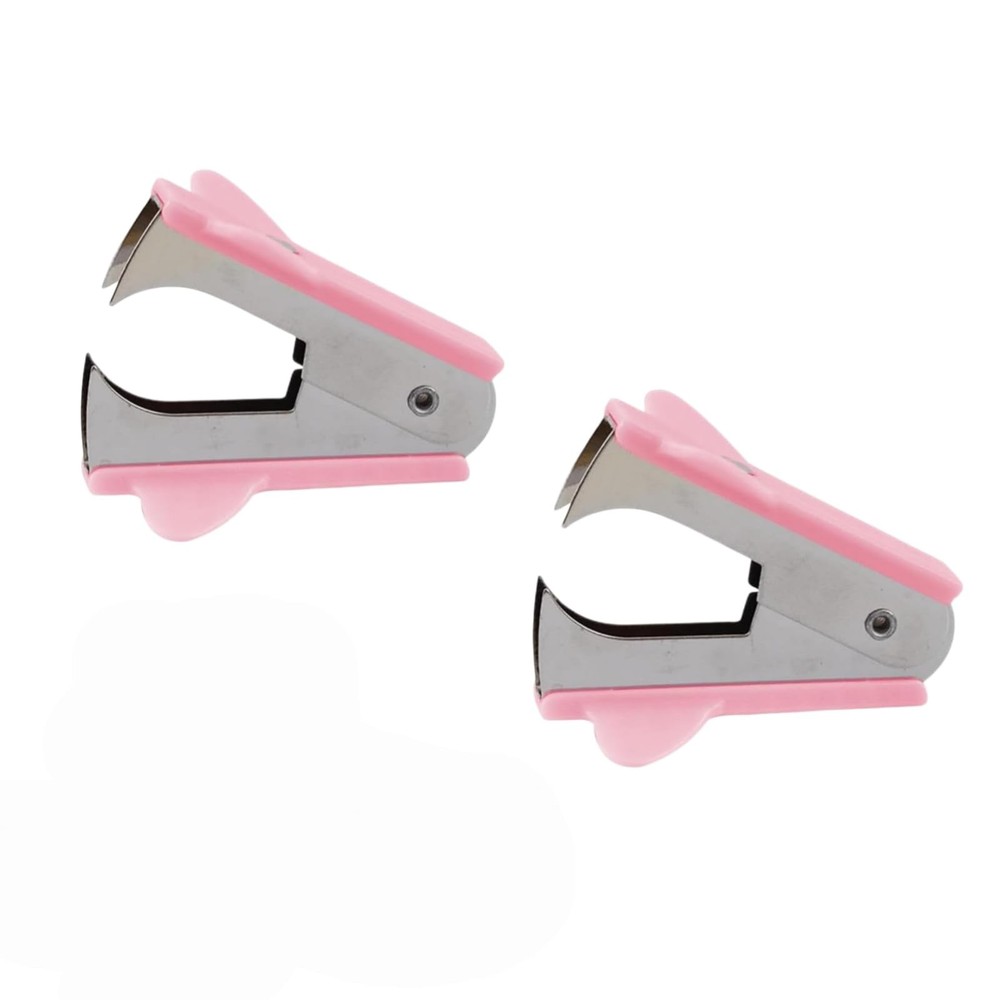 Pink Staple Removers Modern Plastic Pullers Non-Slip Handle Easy-Grip 2 PCS