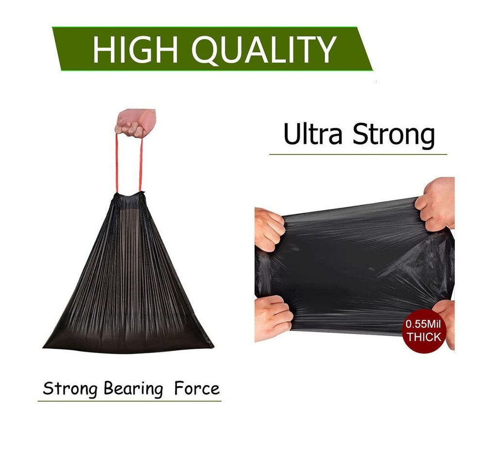 3 Gallon Black Trash Bag,Small Drawstring Garbage Bag Trash Can Liner,100 Cou...