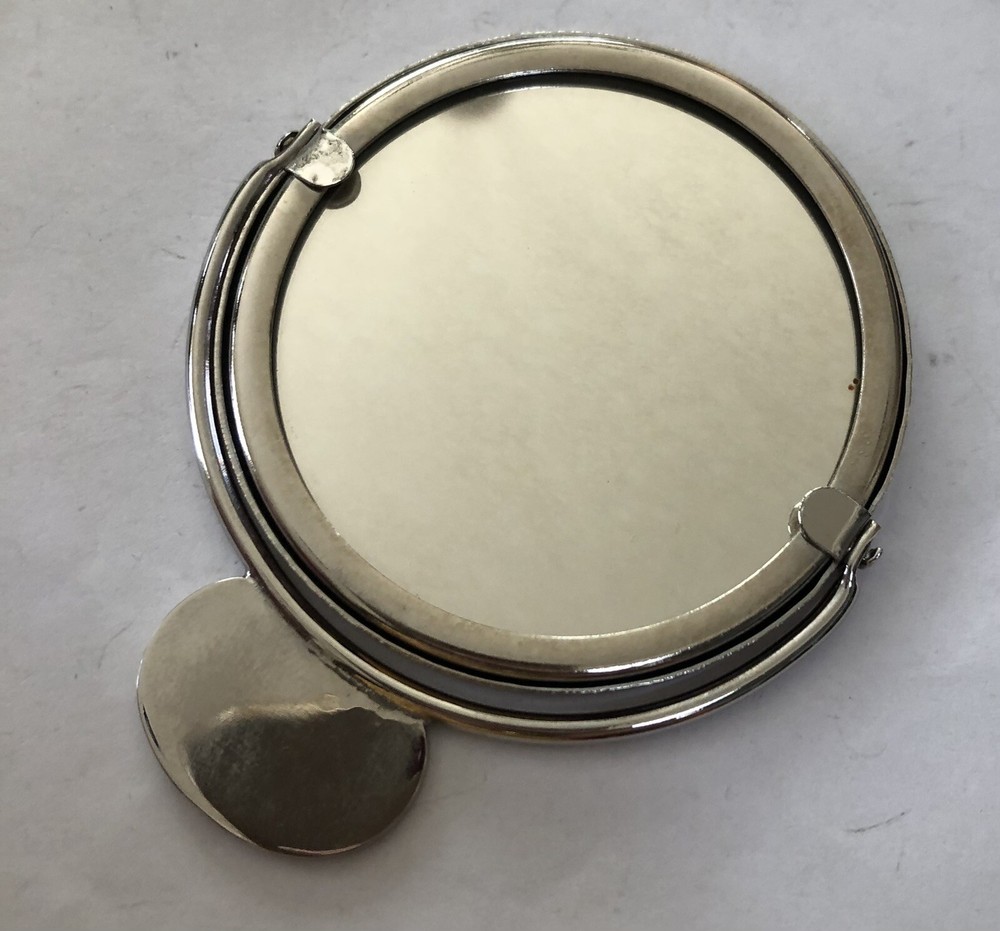 JUDITH LEIBER Silvertone Hand Mirror