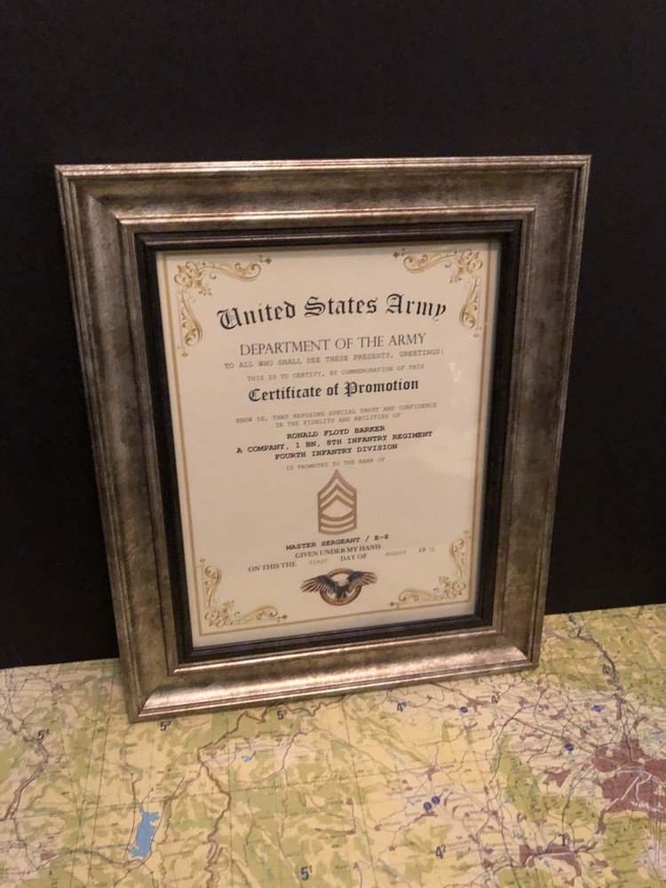 MASTER SERGEANT / MSG (E-8) U.S. Army ~ Commemorative Promotion Certificate