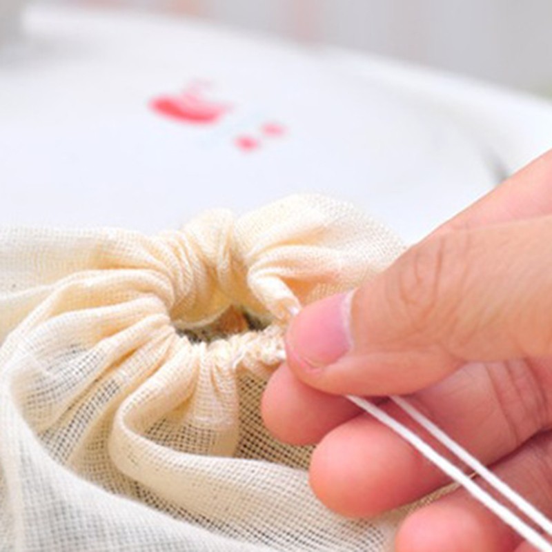 10pcs Cotton Empty Filter Muslin Drawstring Straining Tea Cook Separating Spice