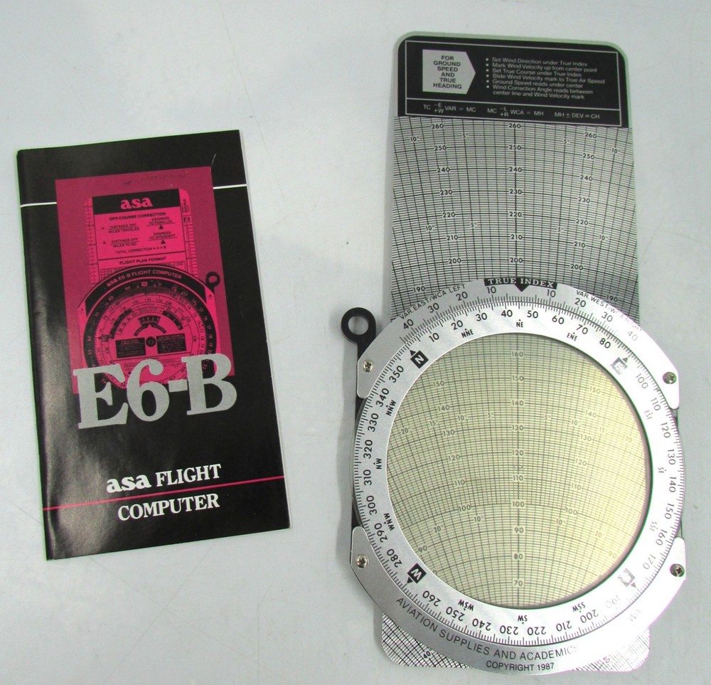 ASA E6-B Flight Computer, ASA CP-R Plotter, Charts