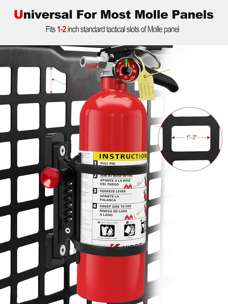 MOLLE Panel Fire Extinguisher Mount Kit Fits 1"-2" Rigid MOLLE Panel Holes Quick